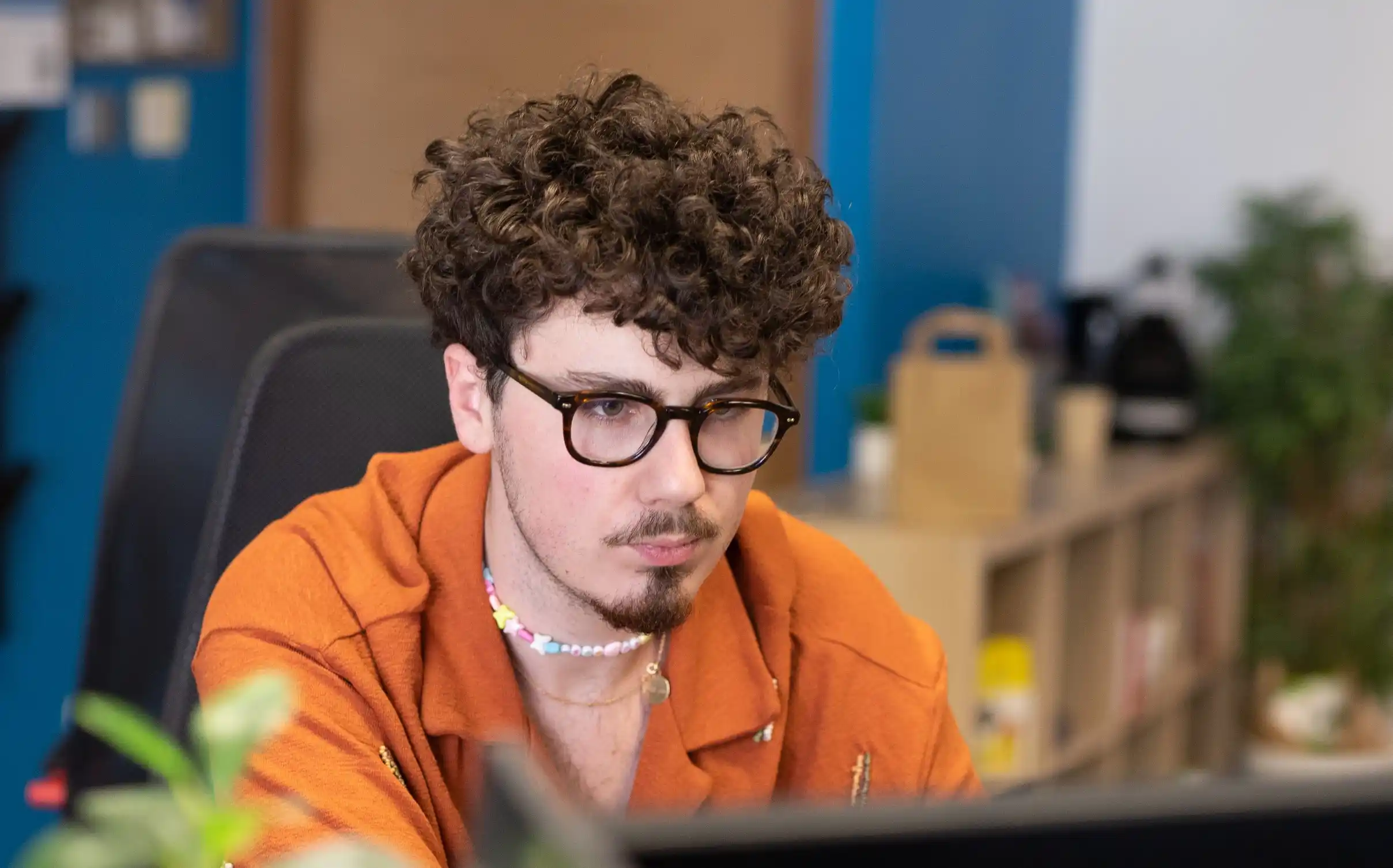 One of our developers working on our educational solutions for visually impaired people